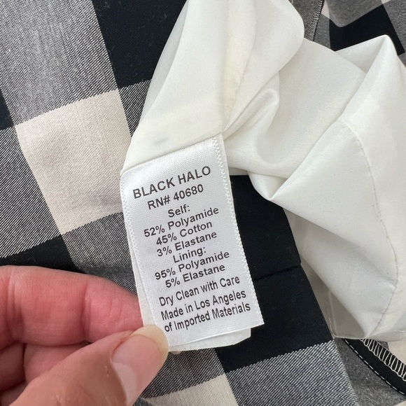 Black Halo Sexy‎ Black & White Plaid Dress Spaghetti Strap Sheath Dress Classic - Picture 7 of 7